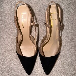 Lulu's Elegant Black and Tan Heels